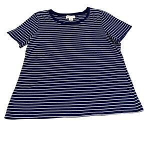 Women's 100% Organic Cotton Navy and White Stripe T Size L
